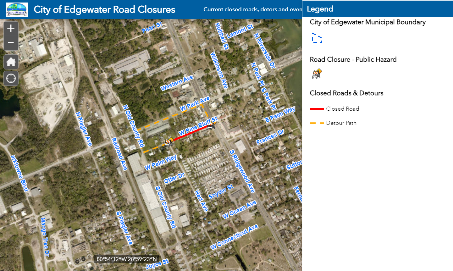 Road Closure W Pine Bluff