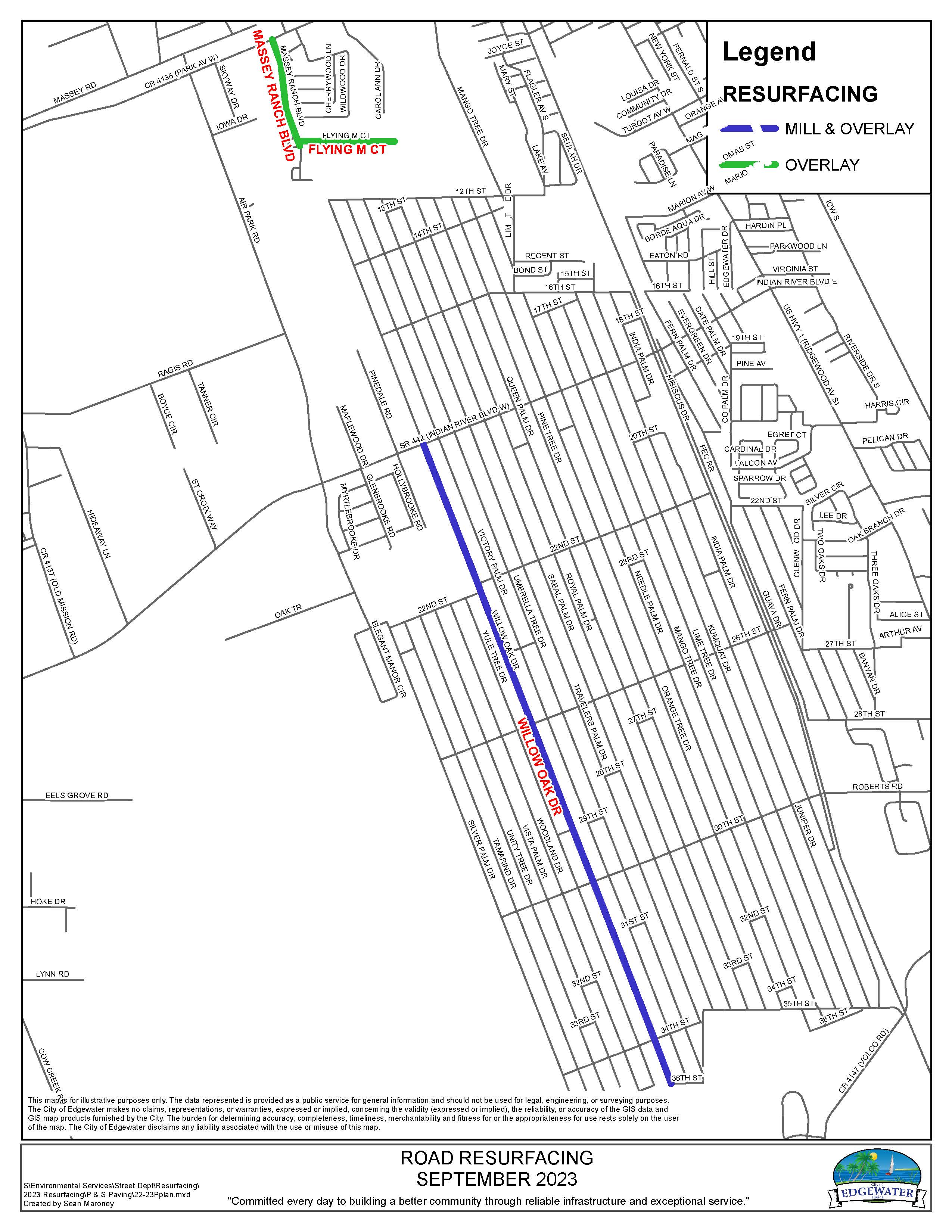 Annual Road Resurfacing Plan Map