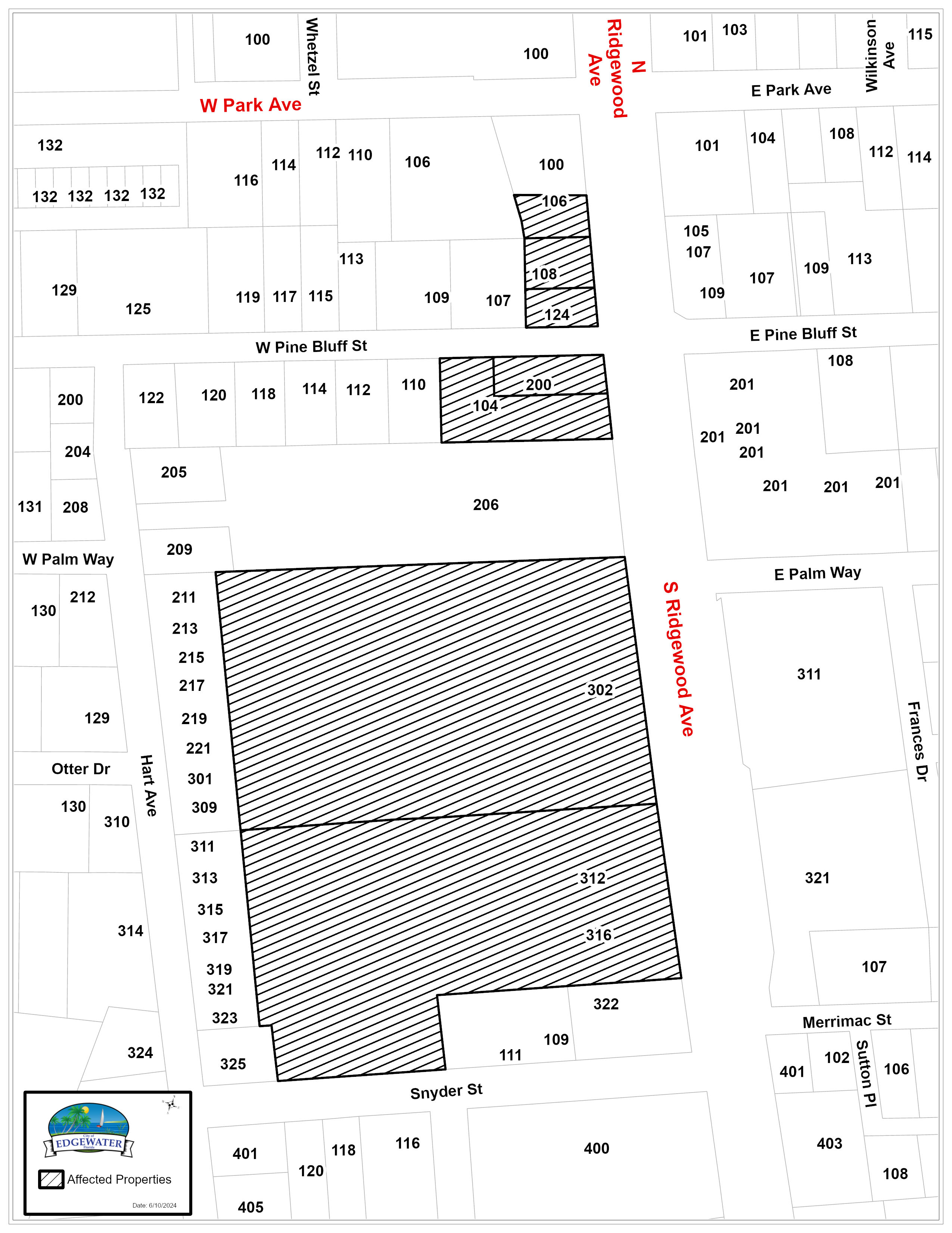Boil Water Notice Map for S Ridgewood Ave