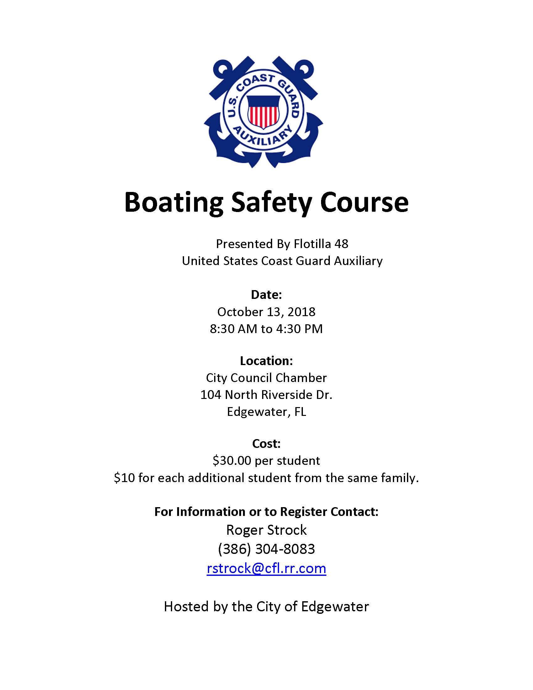 Boating Safety Course Flyer
