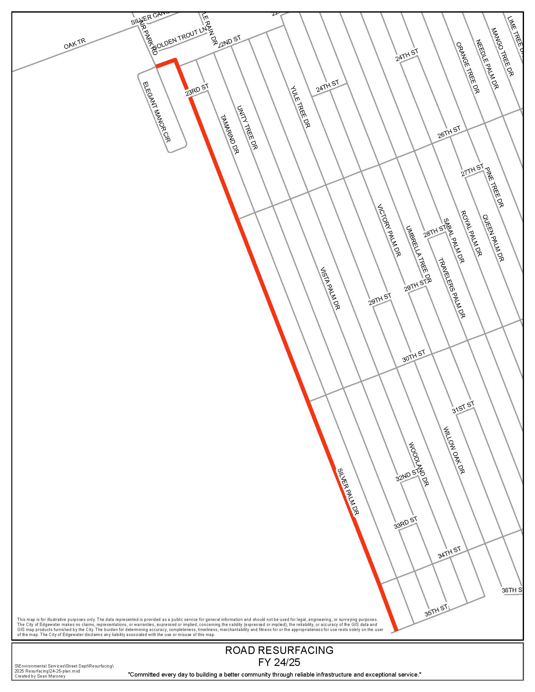 Map of Road Resurfacing Silver Palm Drive