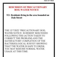RESCIND NOTICE DALE STREET