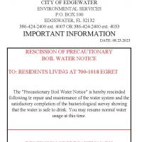 Rescission of Precautionary Boil Water Notice-700-1018 Egret Court