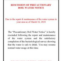 Rescission of Precautionary Boil Water Notice-116-202 North Ridgewood Avenue 