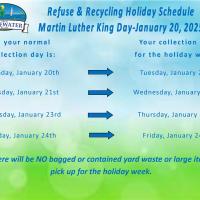Refuse and Recycling Holiday Schedule-Martin Luther King Day