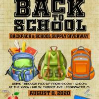 Back to School Backpack Giveaway Flyer August 8, 2020