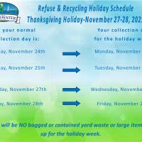 Refuse and Recycling Holiday Schedule for Thanksgiving
