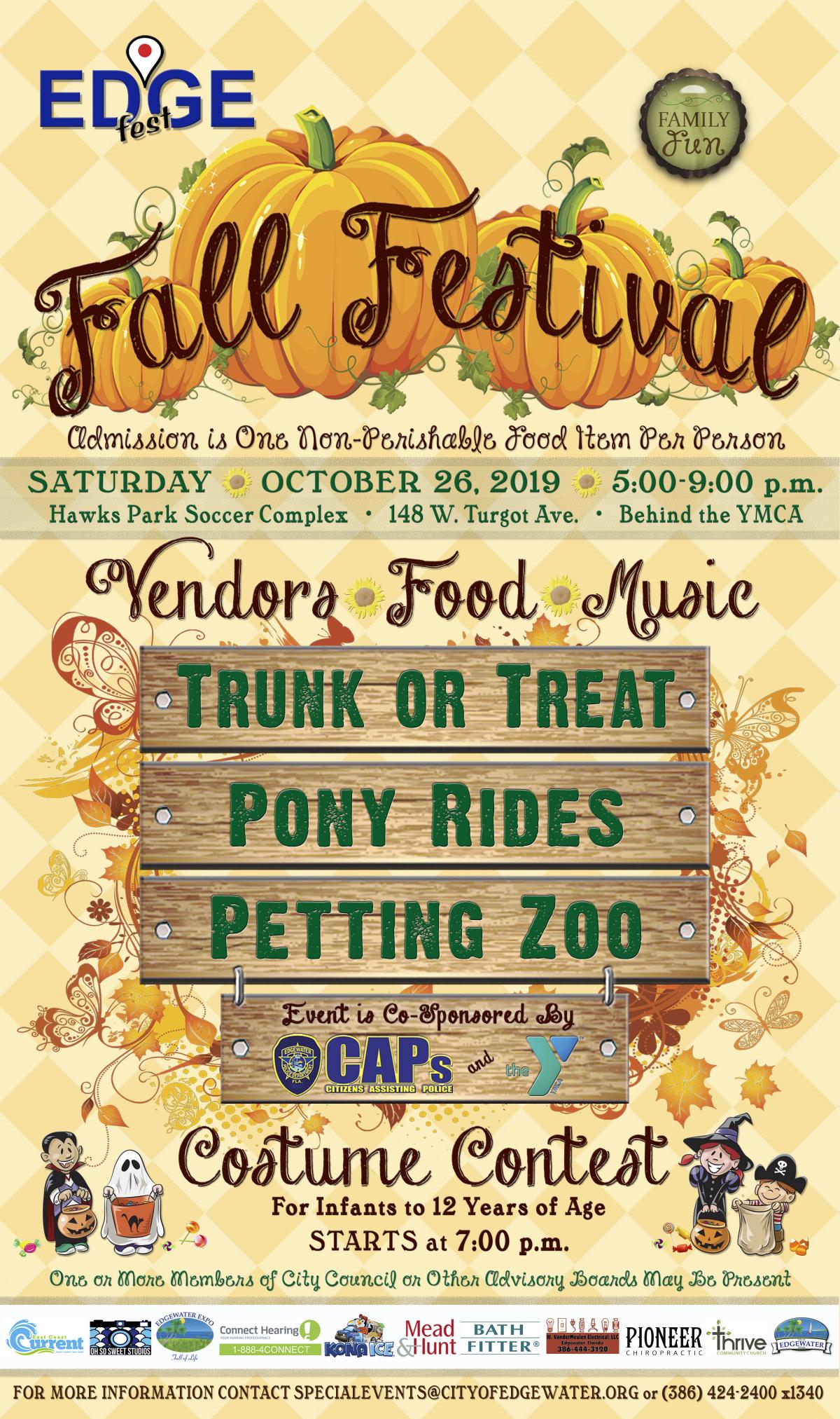 Fall Festival - October 26, 2019 EdgeFest Fall Festival Flyer