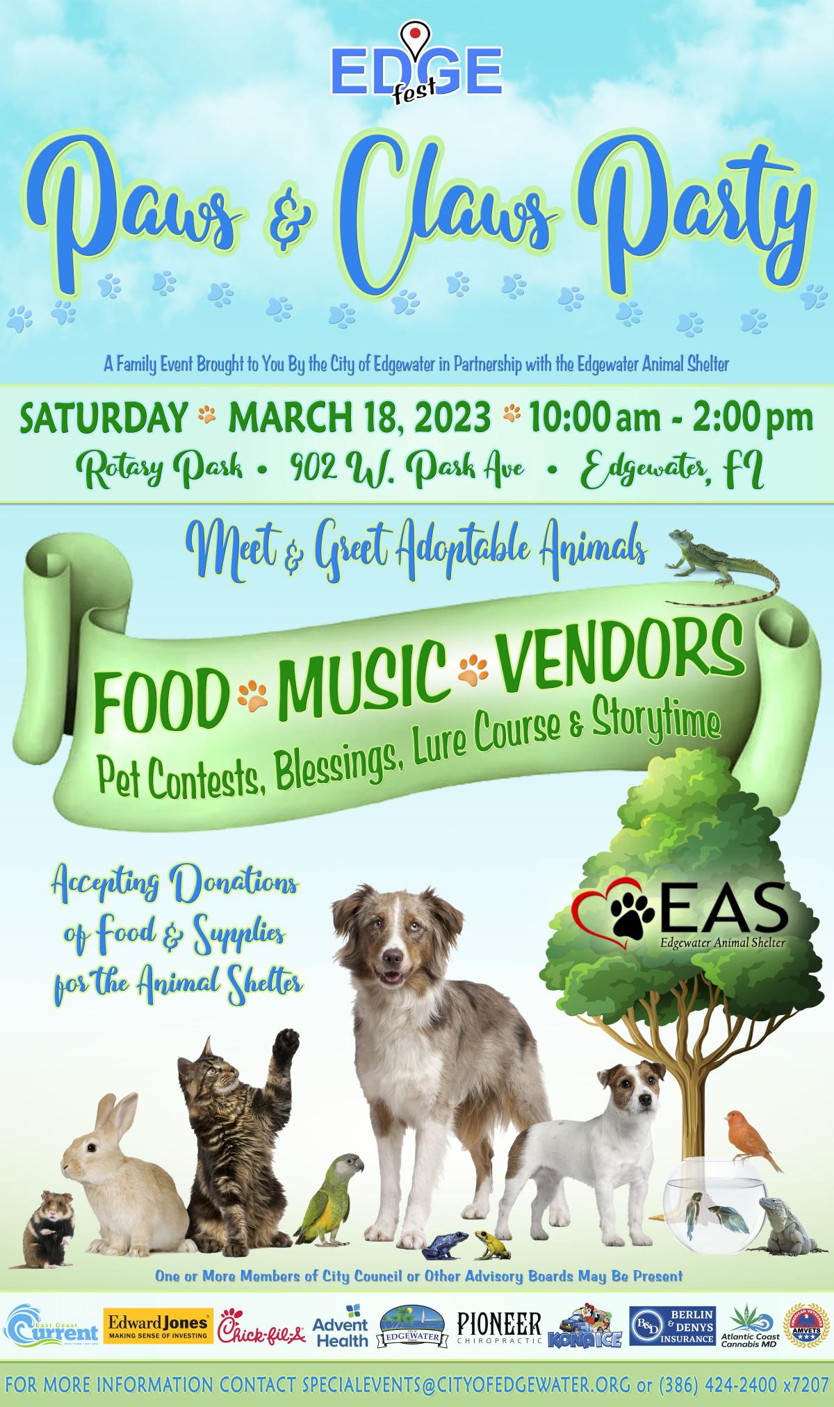 EDGEfest Paws & Claws Party City of Edgewater Florida