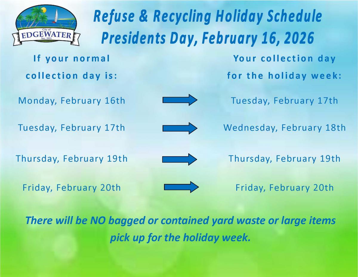 Presidents Day 2026 Refuse and Recycling Schedule
